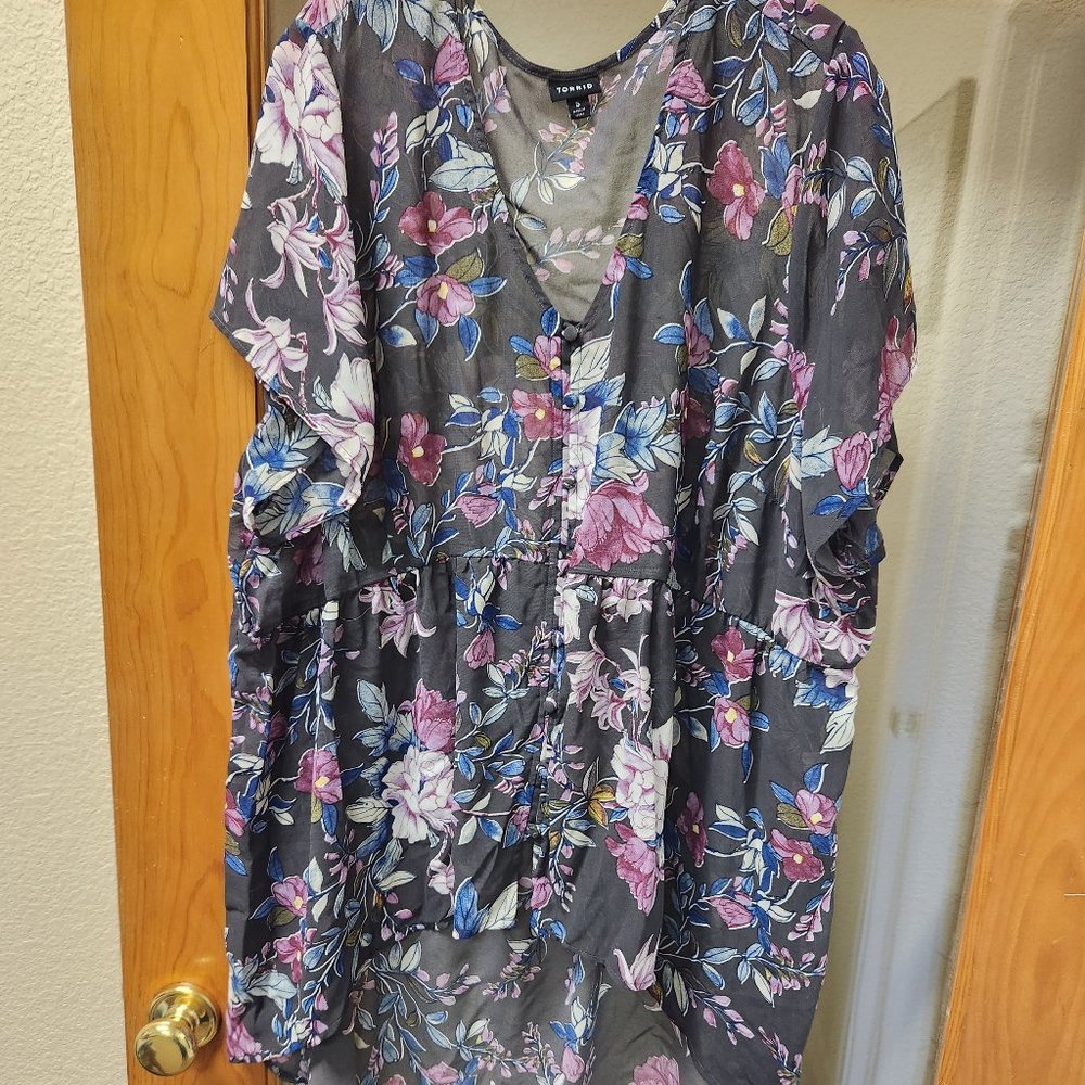 Torrid, sheer, floral, Tunic/top
